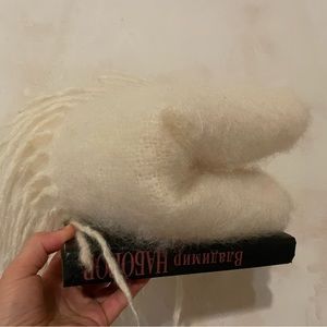 Vintage white  Mohair shawl / throw soft white color